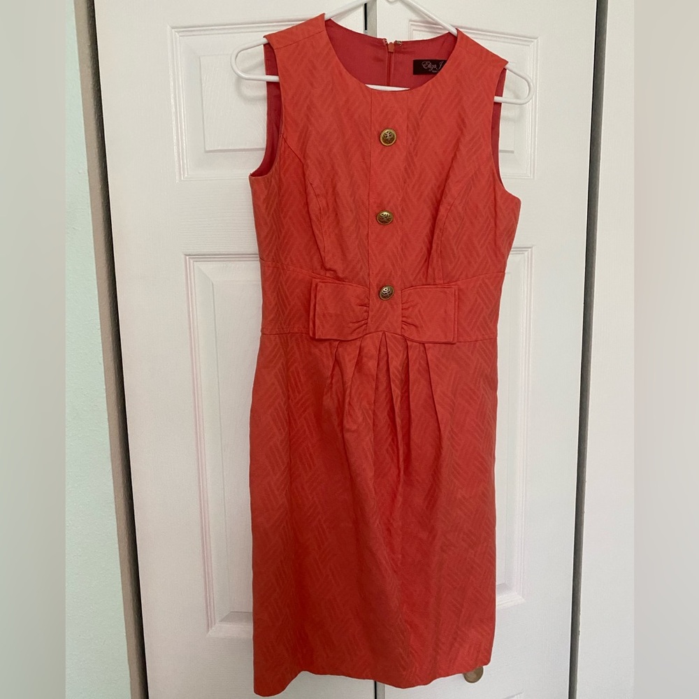 Eliza J dress with pockets, buttons, front bow